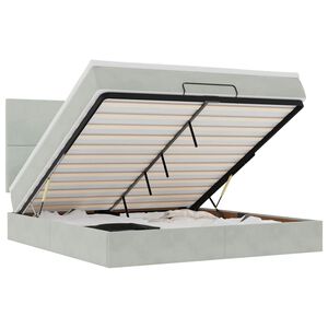 vidaXL osmannisk sengeramme med madrasser 180x200 cm fl&oslash;jl lysegr&aring;