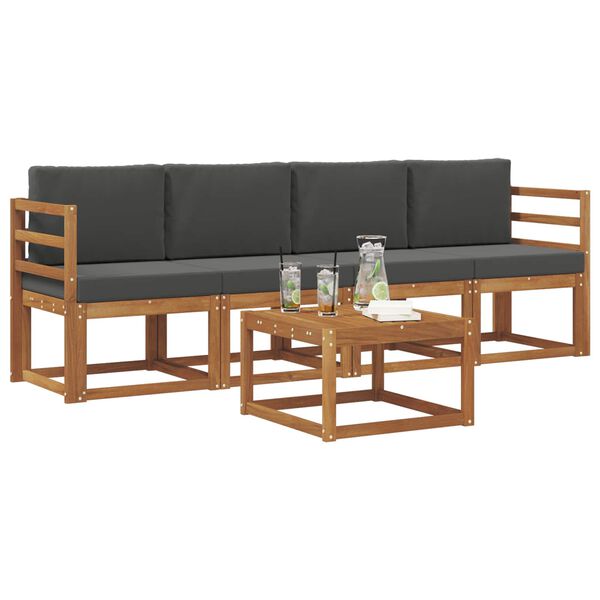 vidaXL Udend&oslash;rs sofagruppe med pude 5 pcs Naturlig og Antracit