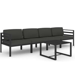 vidaXL lounges&aelig;t til haven 5 dele med hynder aluminium antracitgr&aring;