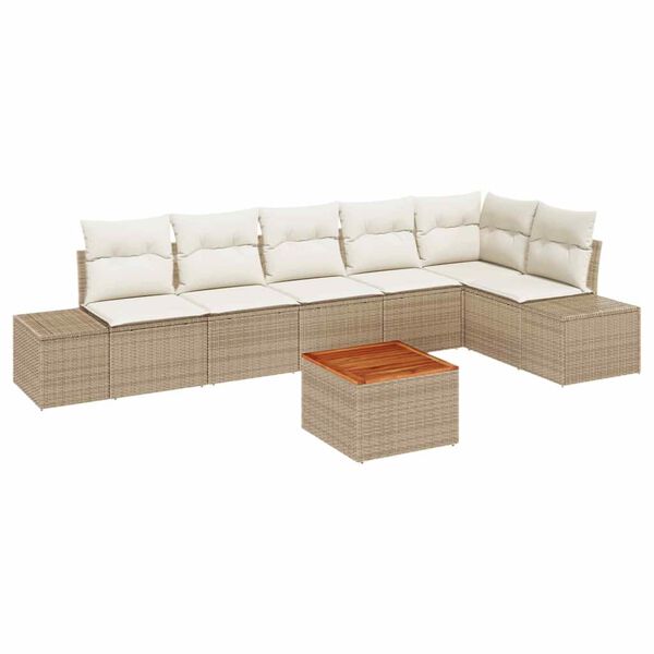 vidaXL Havesofa Sæt med opbevaring 7 pcs Beige og creme polyrattan