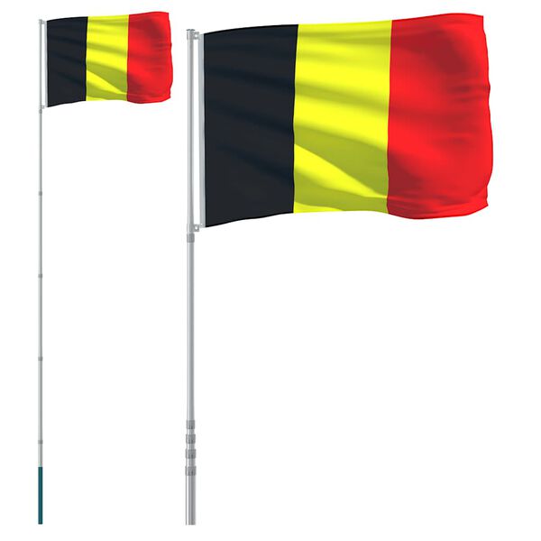 vidaXL Belgien flag og flagstang 5,5 m aluminium