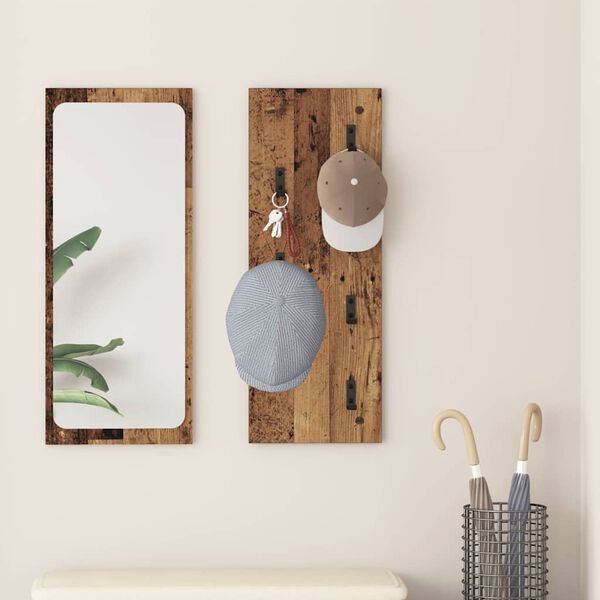 vidaXL V&aelig;gmonteret Jakkeholder Gammelt tr&aelig; 30 x 1,5 x 80 cm