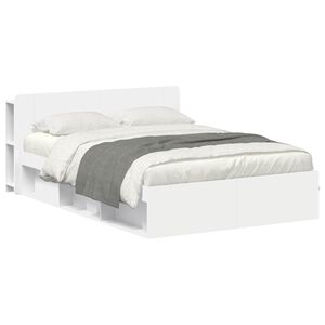 vidaXL Sengestel med opbevaring Hvid 160 x 200 cm Konstrueret tr&aelig;