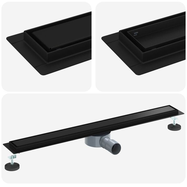 vidaXL Bruserafl&oslash;b 2-i-1 med 360&deg; Siphon Sort 80 cm Rustfrit St&aring;l 304