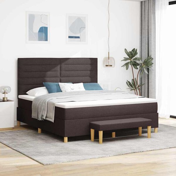 vidaXL Box spring seng med madras M&oslash;rk Brun 180 x 200 cm Stof