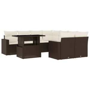 vidaXL sofas&aelig;t til haven 9 dele med hynder polyrattan brun