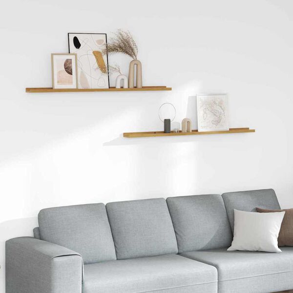 vidaXL V&aelig;ghylde med hylde 2 pcs Beige 115 x 9 x 3 cm Konstrueret tr&aelig;