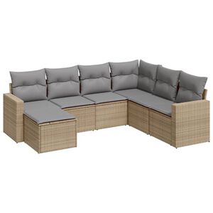vidaXL sofas&aelig;t til haven 7 dele med hynder polyrattan beige