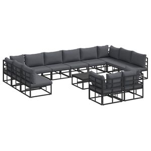 vidaXL Havesofa S&aelig;t med pude 13 pcs Sort Aluminium
