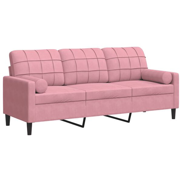 vidaXL 3-personers sofa med pyntepuder 180 cm velour pink