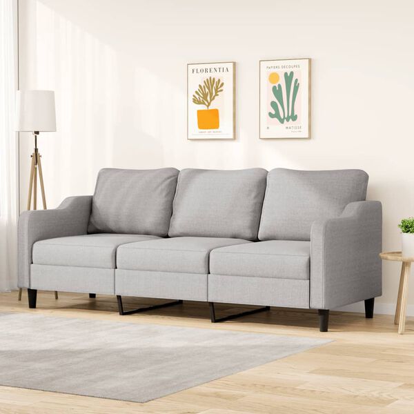 vidaXL 3-personers sofa 210 cm stof lysegr&aring;