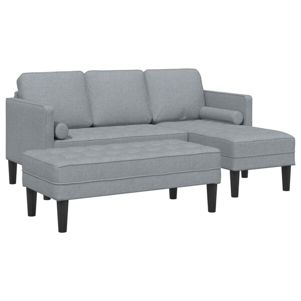 vidaXL Sofa S&aelig;t med pude 2 pcs Lysegr&aring; Polyester