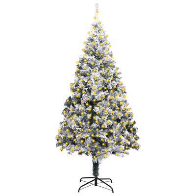 vidaXL kunstigt juletræ med lys og sne 400 cm PVC grøn