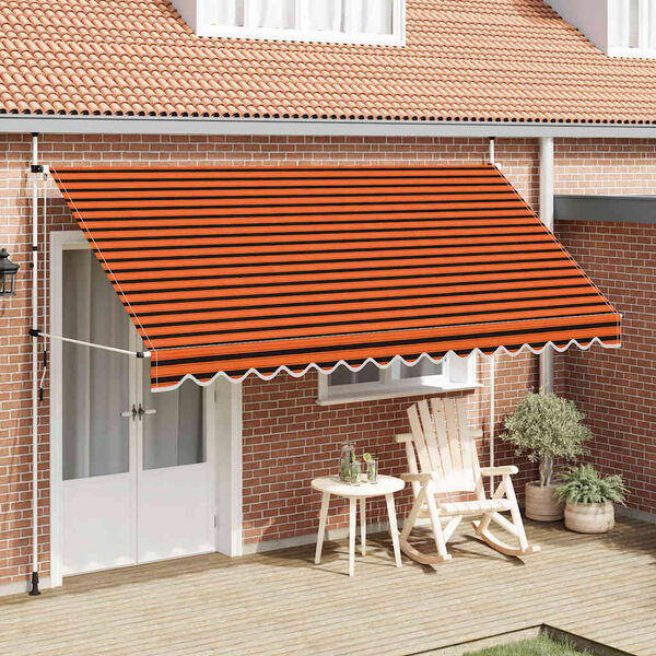 vidaXL manuel foldemarkise 400 cm orange og brun
