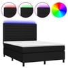 vidaXL kontinentalseng med LED-lys 140x190 cm stof sort