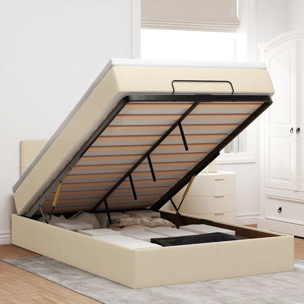 vidaXL osmannisk sengeramme med madras 120x190 cm stof cremefarvet