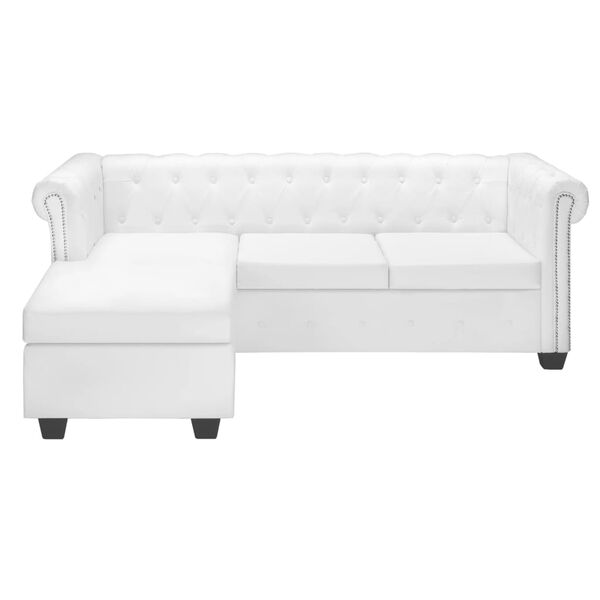 vidaXL L-formet Chesterfield-sofa kunstl&aelig;der hvid