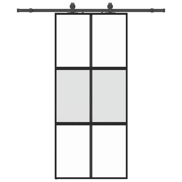 vidaXL skyded&oslash;r med hardwares&aelig;t 90x205 cm h&aelig;rdet glas sort