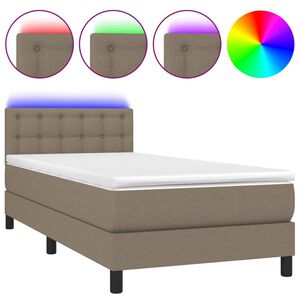 vidaXL kontinentalseng med LED-lys 80x200 cm stof gr&aring;brun