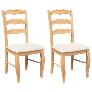 vidaXL spisebordsstole med hynder 2 stk. massivt gummitr&aelig; naturfarvet