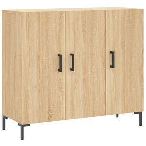 vidaXL skab 90x34x80 cm konstrueret tr&aelig; r&oslash;get egetr&aelig;sfarve
