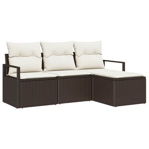 vidaXL Sofa S&aelig;t 4 pcs Brun polyrattan