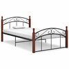 vidaXL sengeramme 120x200 cm metal og massivt egetr&aelig; sort
