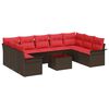 vidaXL Havesofa S&aelig;t med pude 10 pcs Brun polyrattan