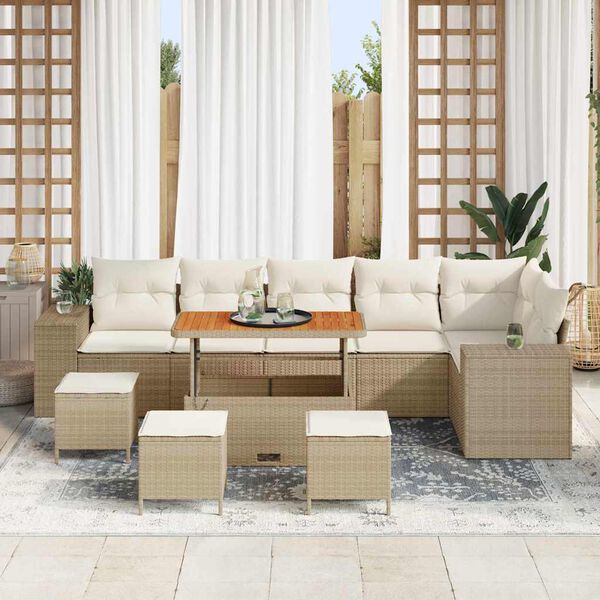 vidaXL Havesofa S&aelig;t 10 pcs Beige polyrattan