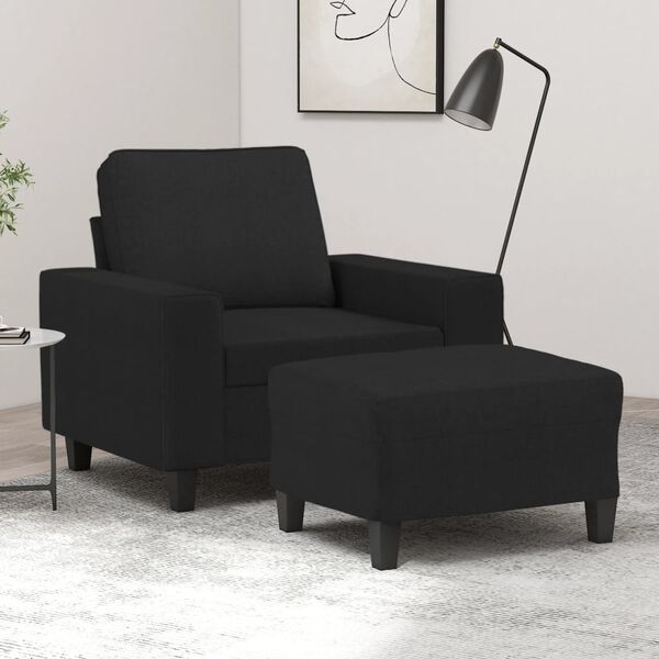 vidaXL sofastol med fodskammel 60 cm stof Sort