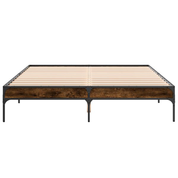 vidaXL sengestel 150x200cm konstrueret tr&aelig; og metal r&oslash;get egetr&aelig;sfarve