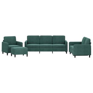 vidaXL sofas&aelig;t 4 dele velour m&oslash;rkegr&oslash;n