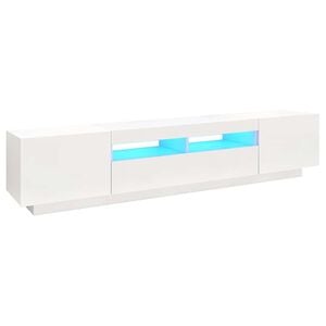 vidaXL tv-skab med LED-lys 200x35x40 cm hvid