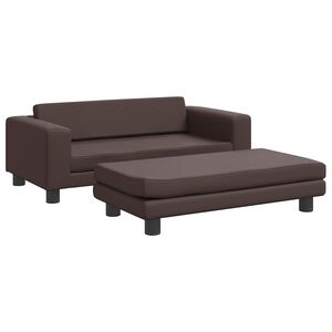 vidaXL b&oslash;rnesofa med fodskammel 100x50x30 cm kunstl&aelig;der brun