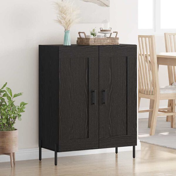 vidaXL Sideboard Sort eg 69,5 x 34 x 90 cm Ingeni&oslash;rt tr&aelig; og jern