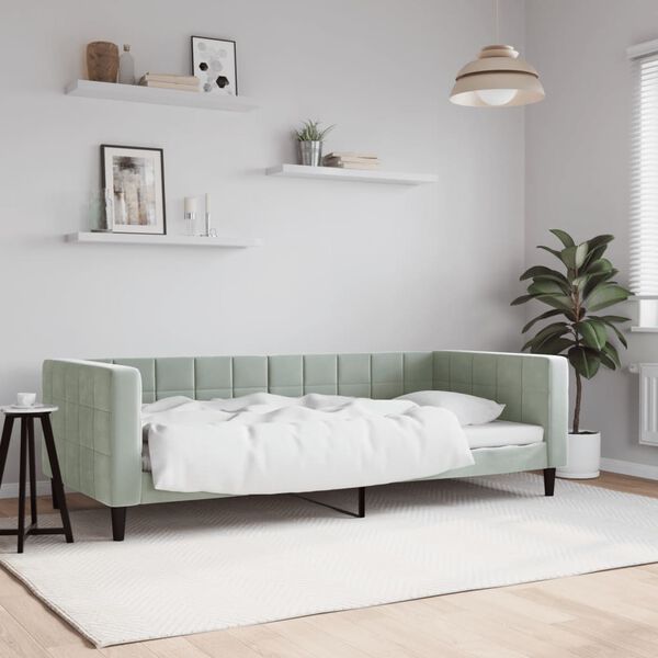 vidaXL daybed 90x200 cm velour lysegr&aring;