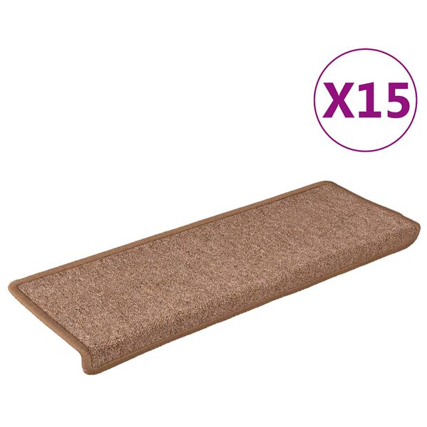 vidaXL trappem&aring;tter 15 stk. 65x21x4 cm brune rektangul&aelig;re kanter