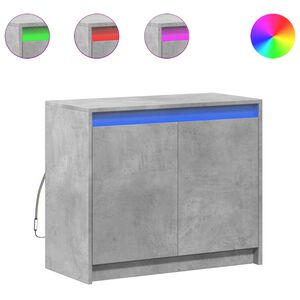 vidaXL skab med LED-lys 72x34x61 cm konstrueret tr&aelig; betongr&aring;