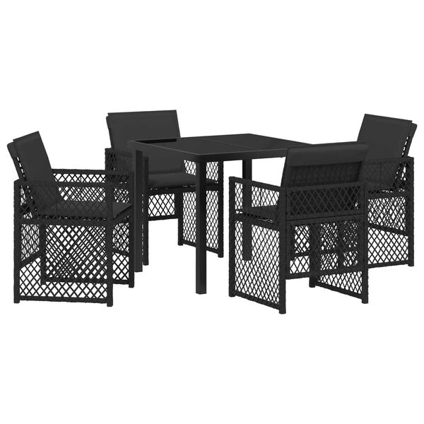 vidaXL Have Spisebordss&aelig;t 5 pcs Sort polyrattan