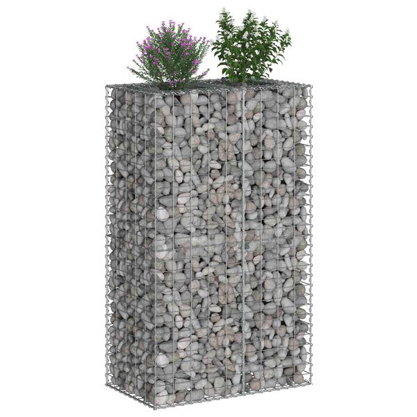 vidaXL Gabion h&oslash;jbed S&oslash;lv 90 x 50 x 150 cm Galvaniseret st&aring;l