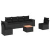 vidaXL sofas&aelig;t til haven 7 dele med hynder polyrattan sort