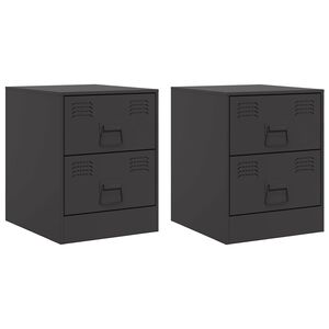 vidaXL sengeborde 2 stk. 34,5x39x44 cm st&aring;l sort