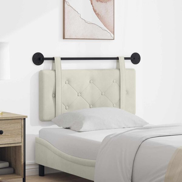 vidaXL H&aelig;ngende Hovedgavl V&aelig;gmonteret Creme 90 x 55 x 5 cm Fl&oslash;jl