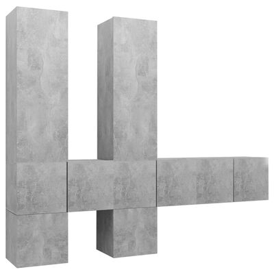vidaXL tv-skabe 7 dele spånplade betongrå