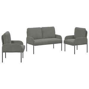 vidaXL Sofas&aelig;t med pude 3 pcs M&oslash;rkegr&aring; 115 x 56 x 80 cm Krydsfin&eacute;r