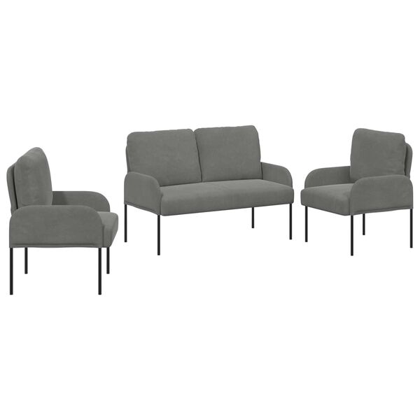 vidaXL Sofas&aelig;t med pude 3 pcs M&oslash;rkegr&aring; 115 x 56 x 80 cm Krydsfin&eacute;r
