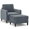 vidaXL sofastol med fodskammel 60 cm velour m&oslash;rkegr&aring;
