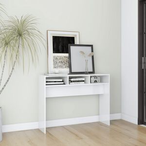 vidaXL konsolbord 105x30x80 cm konstrueret tr&aelig; hvid h&oslash;jglans