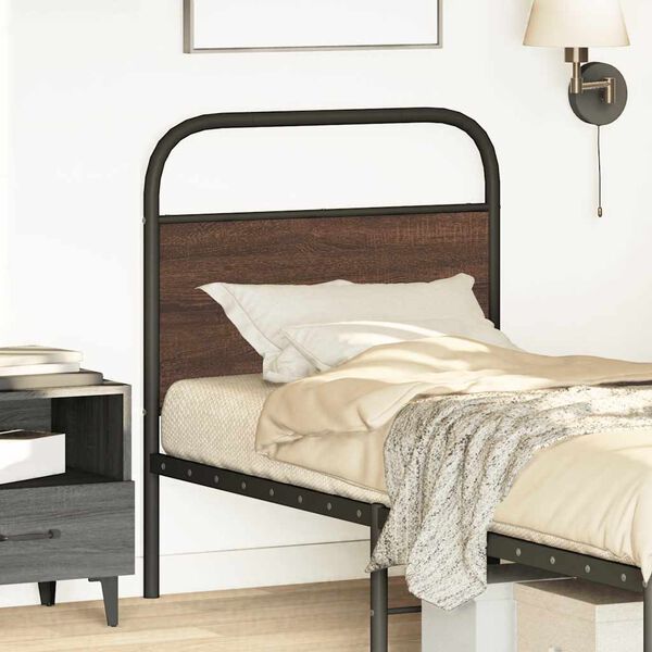 vidaXL udskiftningsgavl 75 cm st&aring;l og konstrueret tr&aelig; brun egetr&aelig;sfarve