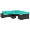 vidaXL 11-delt havesofas&aelig;t med hynder sort polyrattan